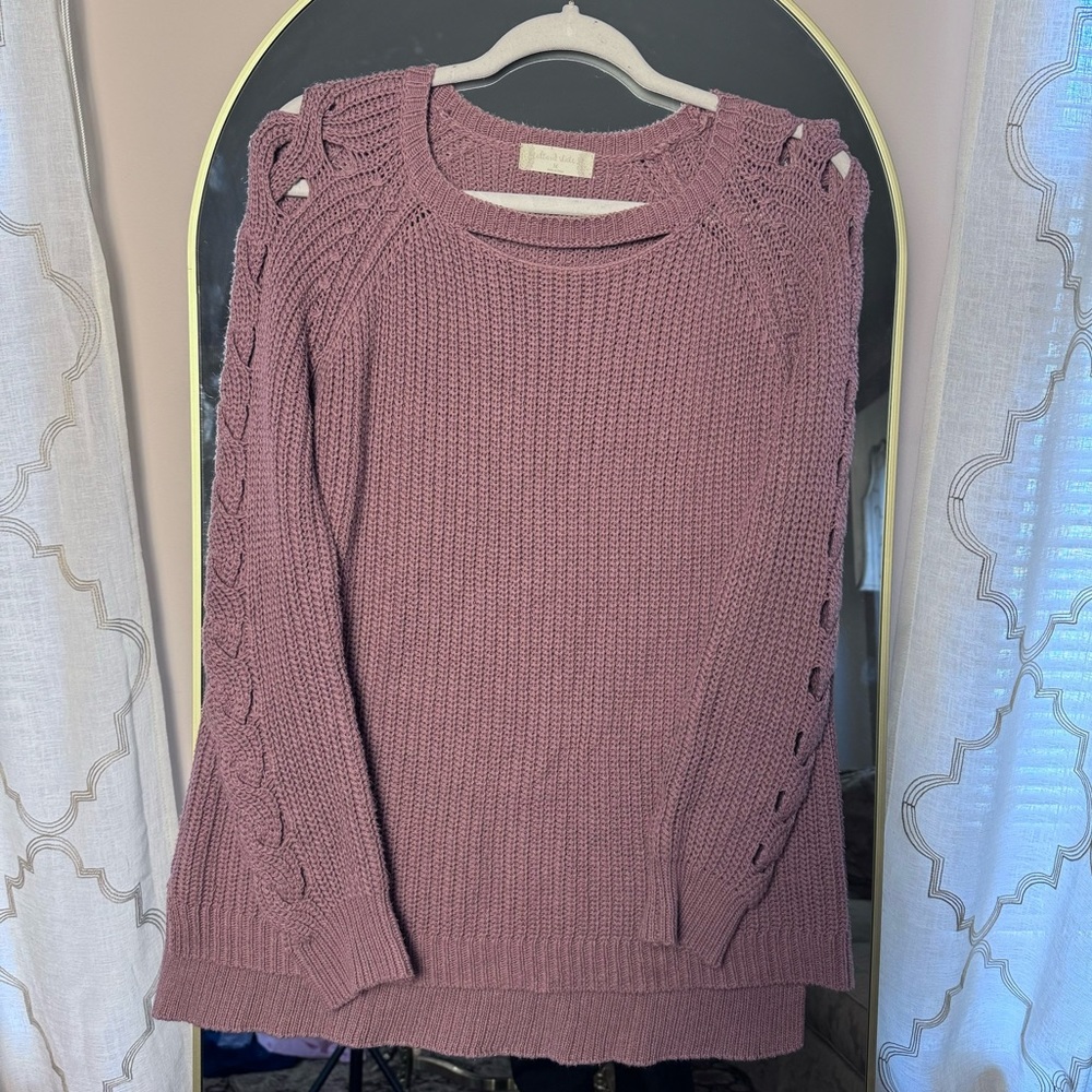 Altar’d State Cable Knit Open Knit Sl Pullover Sweater